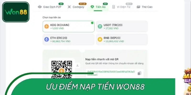 Đánh giá tổng quan về tính năng nạp tiền tại WON88