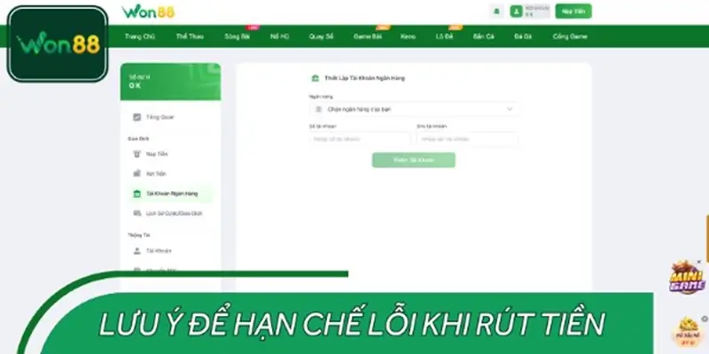 Lưu ý quan trọng giúp việc rút tiền WON88 diễn ra suôn sẻ