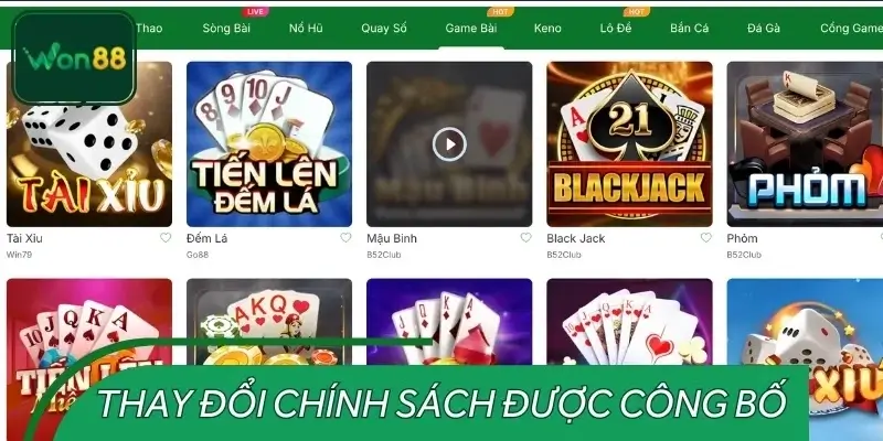 Thông báo về thay đổi chính sách & quyền lợi hội viên